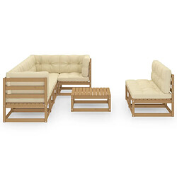 Avis Maison Chic Salon de jardin 8 pcs + coussins - Mobilier/Meubles de jardin - Table et chaises d'extérieur Bois de pin massif -MN10545