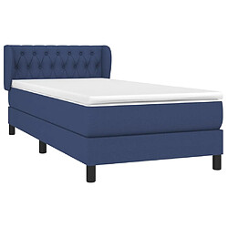 Avis Maison Chic Structures de lit + matelas,Lit à sommier tapissier avec matelas Bleu 90x190 cm Tissu -MN33028