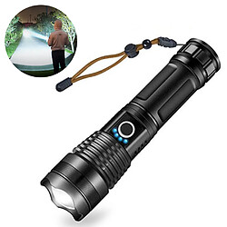 BESTA Lampe de poche LED 10000 lumens, 5000 mAh rechargeable par USB 26650 batterie incluse, 5 modes d'éclairage, zoomable, longue durée de travail torche tactique pour camping randonnée chasse urgence