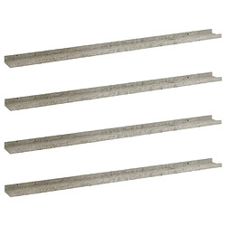 vidaXL Étagères murales 4 pcs Gris béton 115x9x3 cm