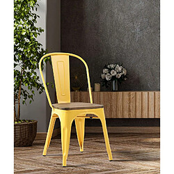 Acheter Urban Living Lot de 4 chaises vintage Liv H84 cm - Jaune