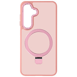 Avizar Coque pour Samsung Galaxy S24 Anneau Compatible MagSafe Support Stand Rose Poudré