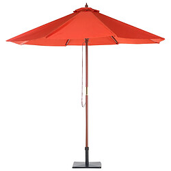 Beliani Parasol de jardin en bois avec toile rouge d 270 cm TOSCANA pas cher