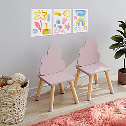 Mobili Rebecca Chaises pour enfants Rebecca Mobili Pirasa 50x25x25 MDF Pin Rose Marron ENSEMBLE 2 pcs