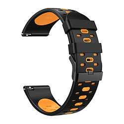 Bracelet en silicone 22mm, 3 rangées de trous, bicolore, noir/orange pour votre Samsung Galaxy Watch3 45mm/Galaxy Watch 46mm/Gear S3 Frontier/Gear S3 Classic