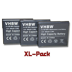 3 x batteries vhbw Set 600mAh pour caméra Sony Cyber-Shot DSC-WX220 comme NP-BN1