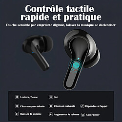 SUGIFT Casque Bluetooth sans fil Bluetooth 5.3 Touch Control Microphone intégré avec compartiment de charge 400mAh Noir