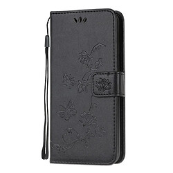 Etui en PU empreinte fleur de papillon avec sangle noir pour votre Google Pixel 4a