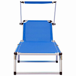 Avis Maison Chic Lot de 2 Chaises longues pliables et toit | Bain de soleil Relax | Transat Aluminium textilène Bleu -GKD46040