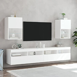 Avis Maison Chic Meuble TV avec lumières LED, Banc TV pour salon, Meuble de rangement blanc 40,5x30x60 cm -GKD13919