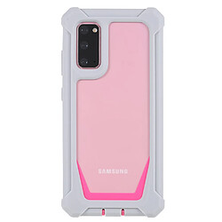 Coque en TPU + acrylique antichoc, détachable 2 en 1 gris/rose pour votre Samsung Galaxy S20 4G/5G