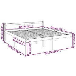 vidaXL Lit pour personne âgée sans matelas 200x200 cm bois pin massif pas cher