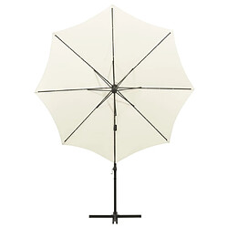 Avis ComfortXL Parasol Déporté Avec Mât Et Lumières LED Sable 300 Cm