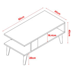 Helloshop26 Table basse avec espace de rangement 40 x 90 x 45 cm blanc 03_0008462