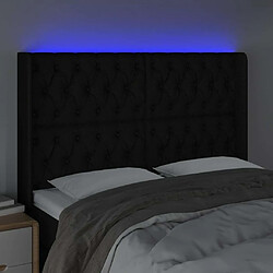 Avis Maison Chic Tête de lit scandinave à LED,meuble de chambre Noir 163x16x118/128 cm Tissu -MN64700