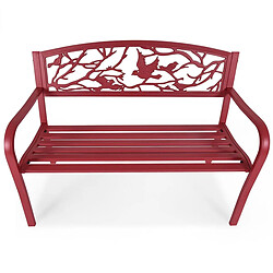 Helloshop26 Banc de jardin en fer résistant style contemporain 2-3 places rouge 20_0000203