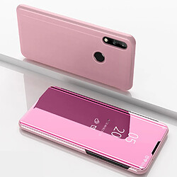 Coque en TPU + PU voir la surface du miroir de la fenêtre avec support or rose pour votre Huawei P40 Lite E/Y7p