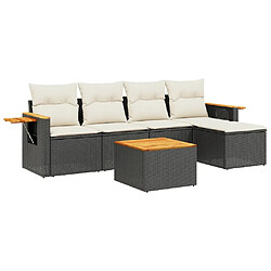 Maison Chic Salon de jardin 6 pcs avec coussins | Ensemble de Table et chaises | Mobilier d'Extérieur noir résine tressée -GKD85529