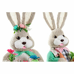 Figurine Décorative DKD Home Decor Marron Polyester Lapin Vert Multicouleur Fibre Shabby Chic (28 x 22 x 40 cm) (2 Unités)