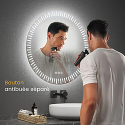 Avis EMKE Miroir led salle de bain ?50 cm Miroir salle de bain lumineux avec 3 Couleurs de lumière réglables+Anti-buée, Économie d'énergie miroir led