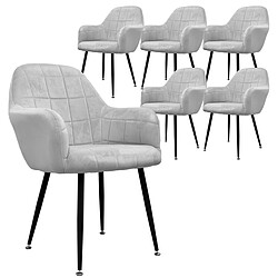 ECD Germany Lot de 6 Chaises de Salle à Manger Cuisine Salon Séjour - Gris