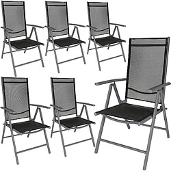 Tectake Lot de 6 chaises de jardin pliantes en aluminium - noir/anthracite