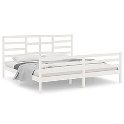 Maison Chic Lit adulte - Lit simple Cadre de lit,Structure du lit Contemporain Blanc Bois massif 200x200 cm -MN37542