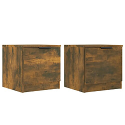 Maison Chic Lot de 2 Tables de chevet - Tables de Nuit Chêne fumé 40x39x40 cm