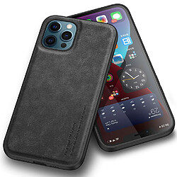 Coque en TPU + PU Anti-empreintes digitales, style rétro pour votre iPhone 12/12 Pro 6.1 pouces - noir