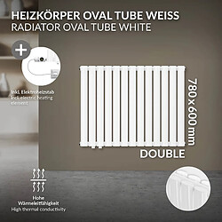 Avis LuxeBath Radiateur blanc tubes ovales double couche raccord en bas à gauche 780x600 mm