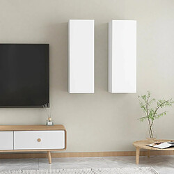 vidaXL Meubles TV 2 pcs Blanc 30,5x30x90 cm Bois d’ingénierie