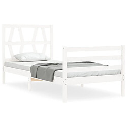 Maison Chic Cadre/structure de lit avec tête de lit pour adulte - Lit Moderne Chambre blanc simple bois massif -MN83407