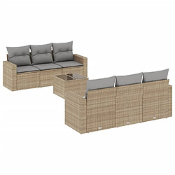 vidaXL Salon de jardin avec coussins 7 pcs beige résine tressée