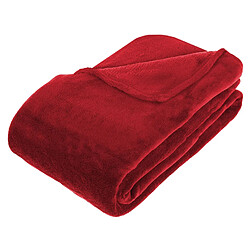 Atmosphera, Createur D'Interieur Plaid en Microfibre uni - 230x180 cm - Rouge