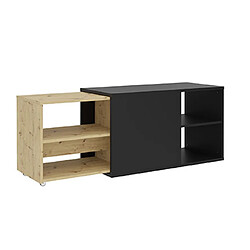 Mes Meuble TV modulable 133,5x39,9x49,2 cm noir et naturel