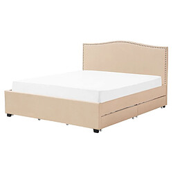 Beliani Lit double en tissu beige avec coffre 160 x 200 cm MONTPELLIER pas cher