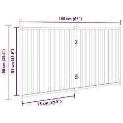 vidaXL Barrière pour chien pliable 2 panneaux 160 cm bois sapin massif pas cher