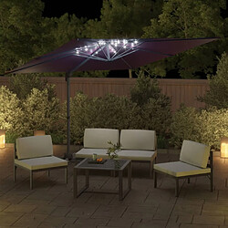 Avis Helloshop26 Parasol meuble de jardin cantilever à led 400 x 300 cm rouge bordeaux 02_0008169