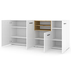 Bestmobilier Leolio - buffet bas - blanc et bois - 198 cm