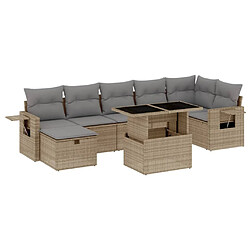 vidaXL Salon de jardin avec coussins 8 pcs beige résine tressée