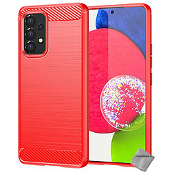 Htdmobiles Coque silicone gel carbone pour Samsung Galaxy A53 5G + verre trempe - ROUGE