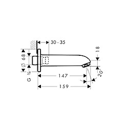 Hansgrohe - Bec déverseur pour baignoire 147mm chromé 32L/min