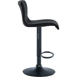 Decoshop26 Tabouret de bar x1 design simple avec repose-pieds en tissu noir pieds en métal noir 10_0004559 pas cher