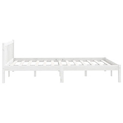 Maison Chic Lit adulte - Lit simple Cadre de lit,Structure du lit Contemporain Blanc Bois de pin massif 140x190 cm -MN95839 pas cher