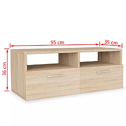 Acheter Helloshop26 Meuble télé buffet tv télévision design pratique aggloméré 95 cm chêne 2502092