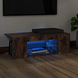 Maison Chic Meubles TV avec lumières LED - Banc TV pour salon Chêne fumé 90x39x30 cm -MN81250