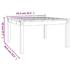 vidaXL Table de jardin blanc 82,5x82,5x45 cm bois massif de pin pas cher