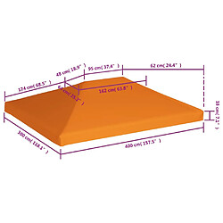 vidaXL Toile supérieure de belvédère 310 g / m² 4 x 3 m Orange pas cher