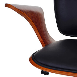 Acheter Decoshop26 Chaise fauteuil de bureau pivotant en synthétique courbé aspect noyer revêtement noir rotatif à 360° 04_0001814