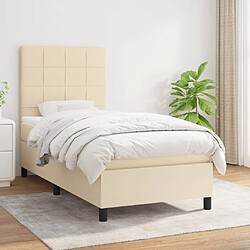 vidaXL Sommier à lattes de lit avec matelas Crème 100x200 cm Tissu